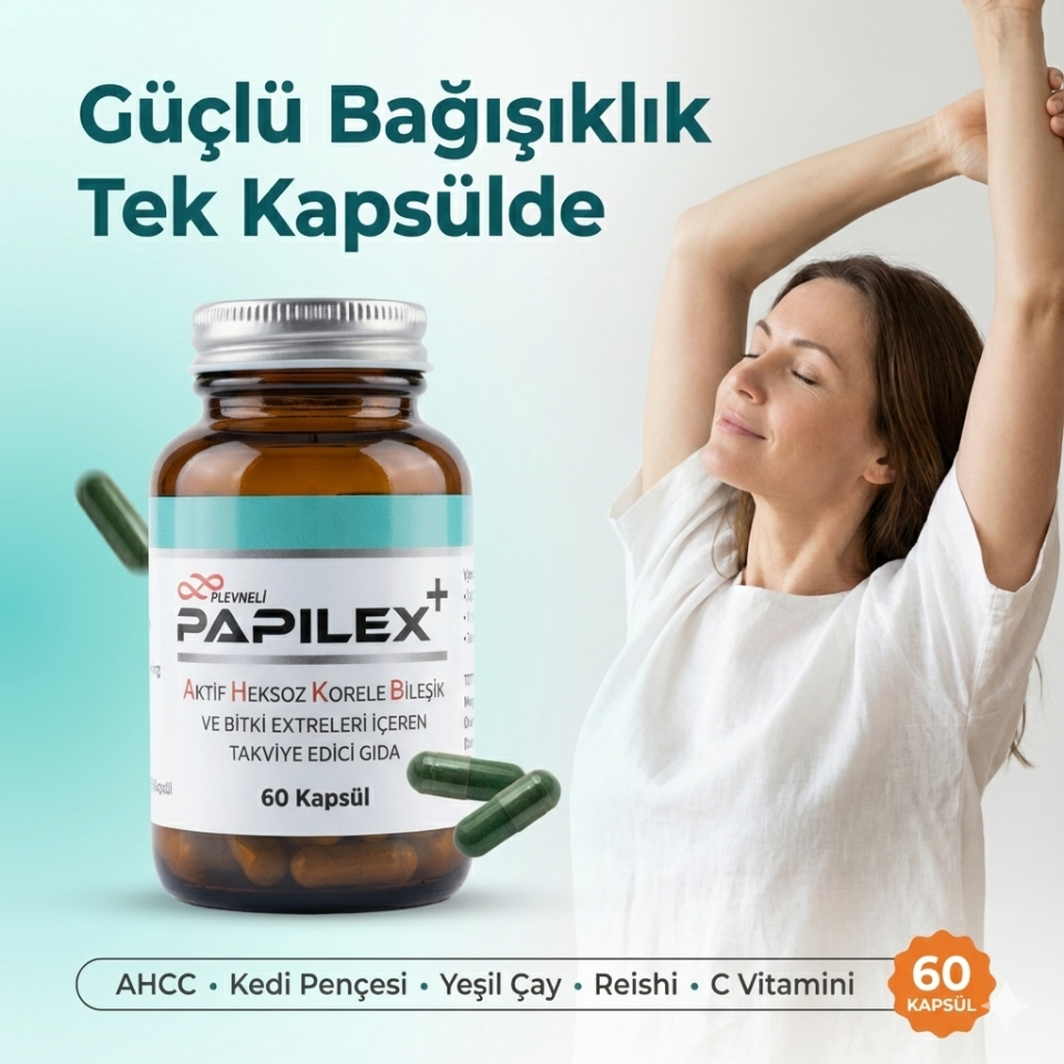 Papilex+ AHCC EGCG Reishi ve Bitki Ekstreleri İçeren Takviye Edici Gıda