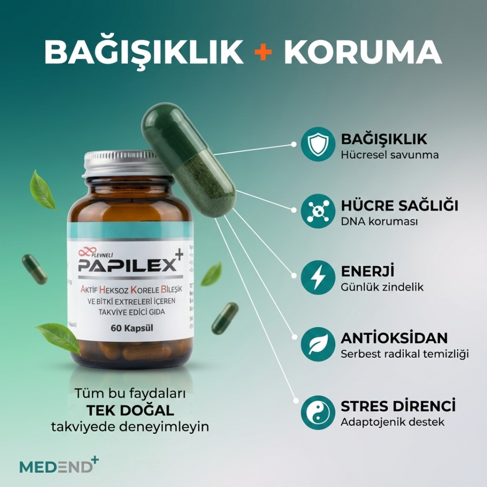 Papilex+ AHCC EGCG Reishi ve Bitki Ekstreleri İçeren Takviye Edici Gıda