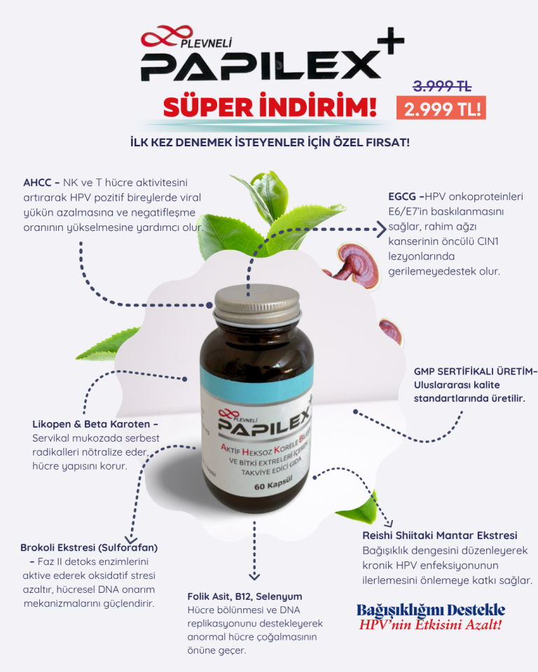 Papilex+ AHCC EGCG İçeren Bağışıklık Destekleyici Takviye - 60 Kapsül