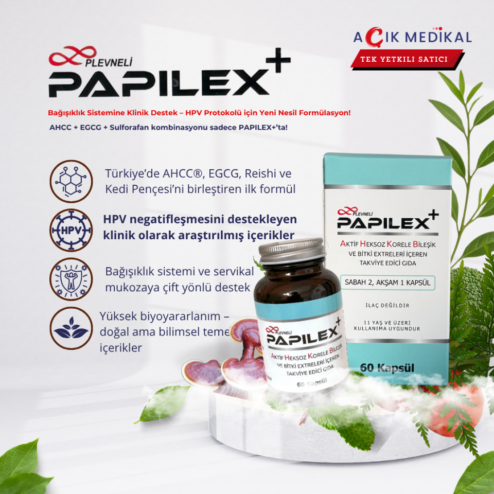 Papilex+ AHCC EGCG İçeren Bağışıklık Destekleyici Takviye - 60 Kapsül